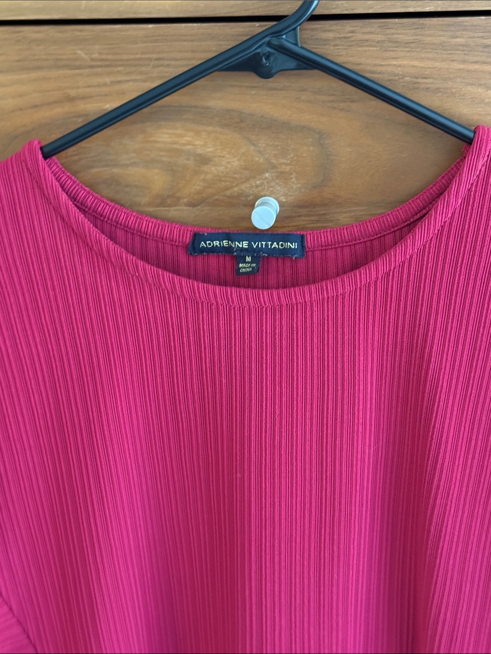 Adrienne Vittadini Pleated Knit Crewneck Sweater Size M | Raspberry | Balloon Sl - Picture 4 of 8